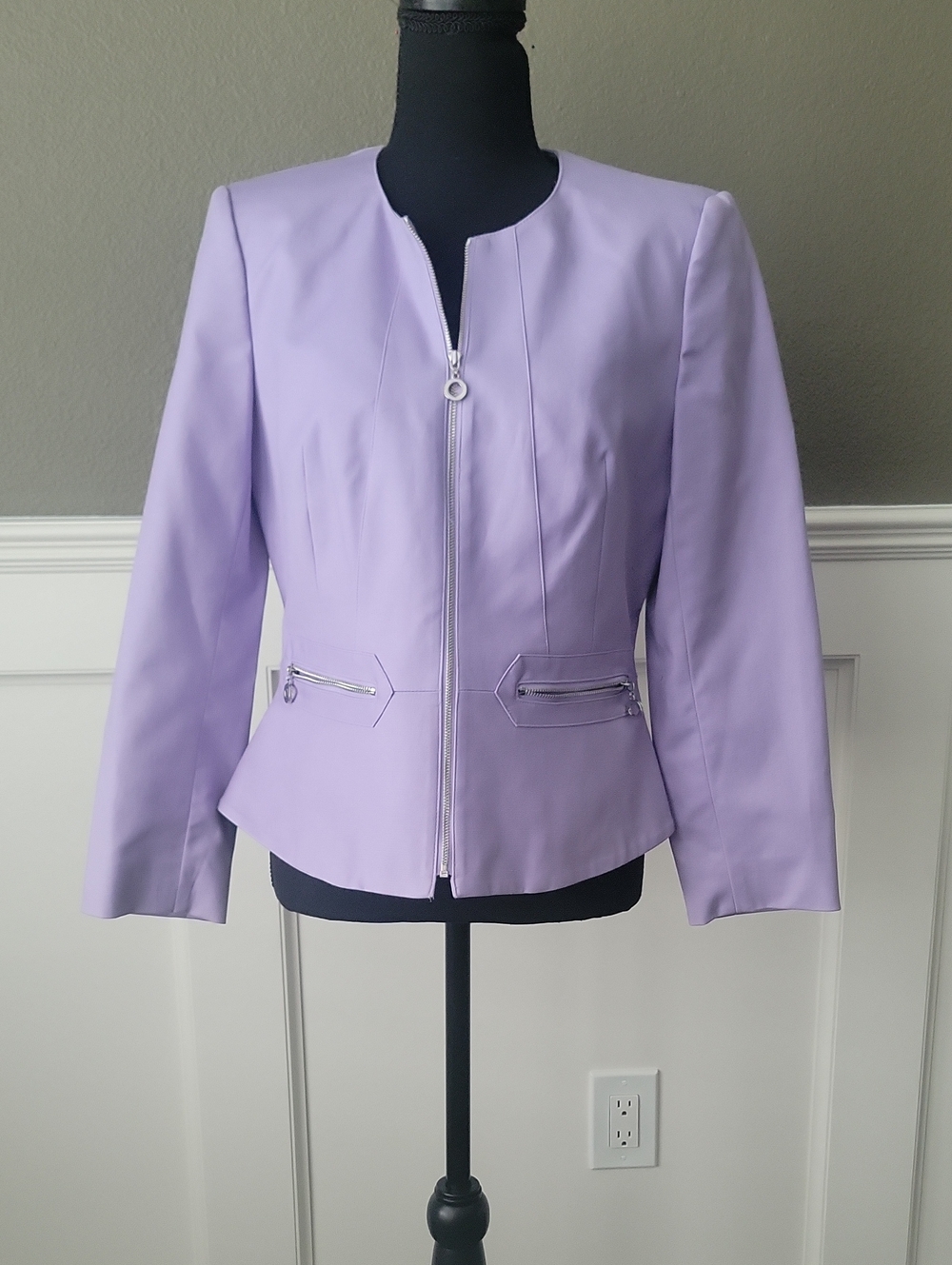 Calvin Klein Lilac Zip-Front Blazer